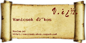 Vanicsek Ákos névjegykártya